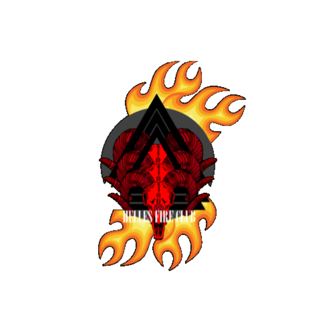 Logo with for Helles Fire Club liquid yeast with flames and a red and black design on a white background